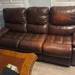 3 Piece Brown Leather Couch Set