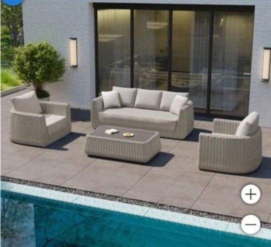 Vail 4-piece Outdoor Patio Seating Set. Beige
