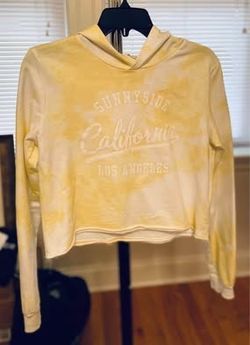 Girls’ California Graphic Tie-Dye Hoodie Crop Top - Yellow