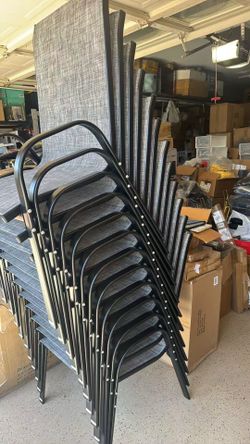 10 stackable outdoor iron chairs