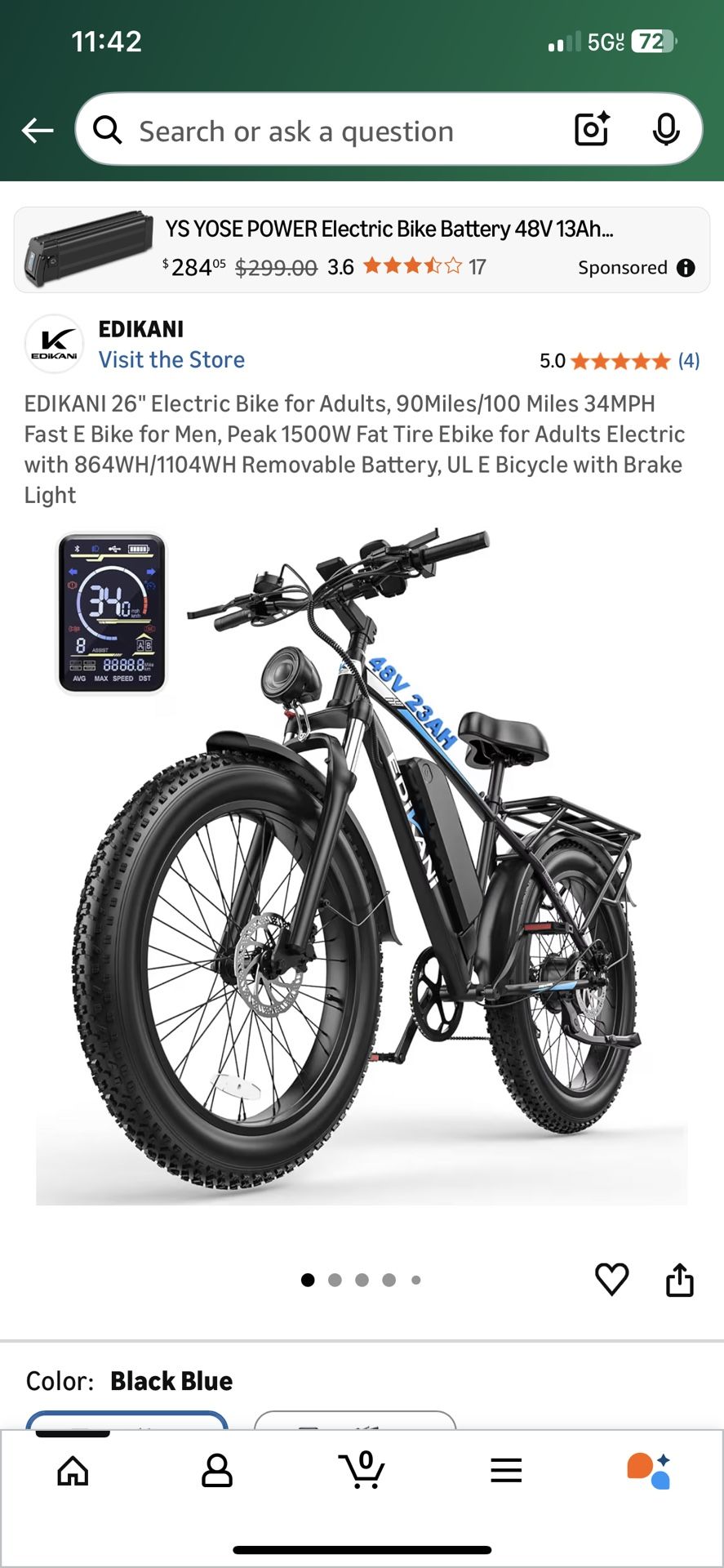 Fat Tire E Bike 34mph