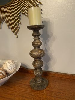 Nice wood candle holder Measures 16 inches tall