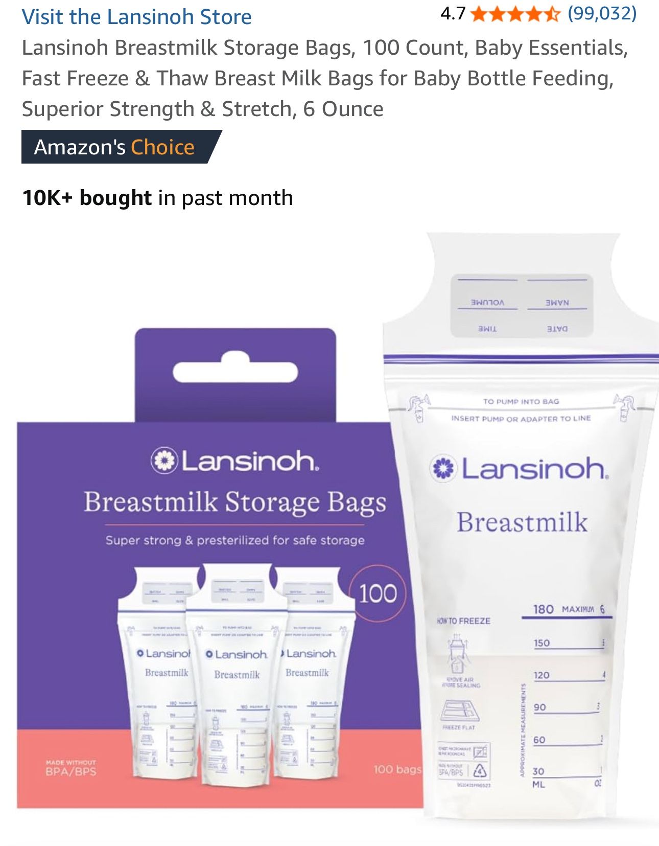 (Brand New)Lansinoh Breastmilk Storage Bags, 89 Count left