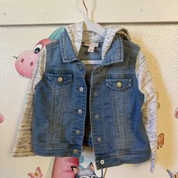 Cat and Jack Hooded Cat Ears Denim Jacket Size 3T Toddler Girl