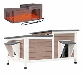 Heated Insulated Cat House AIR93-IN-HP, Outdoor Cat Shelter with Heated Pad