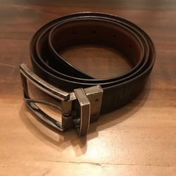2-in-1 Perry Ellis Men's Portfolio Double Stitched Leather Reversible Belt