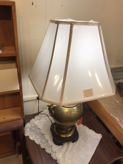 Vintage solid brass lamp with new shade