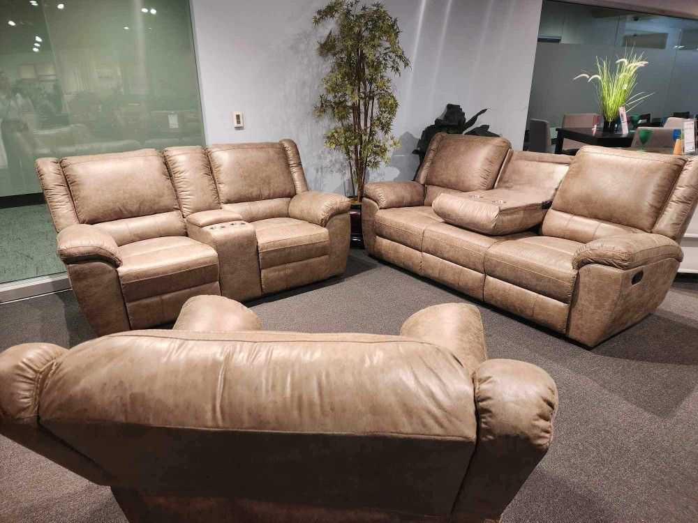 Sofa Set 3pc Gliders Recliners