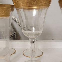 VINTAGE 24K CRUSTED GOBLET SET 