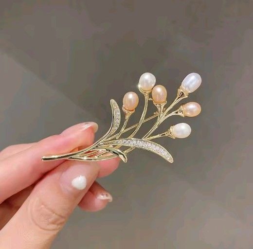925 Sterling Silver Gorgeous NATURAL Freshwater Pearl Pearl Brooch Pin [PEN1202]