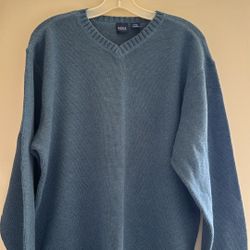 Men’s V Neck Sweater Size L Blue 