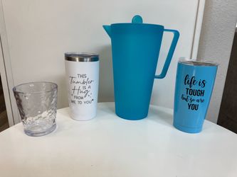 Pitcher & Decorative Coffee Tumblers