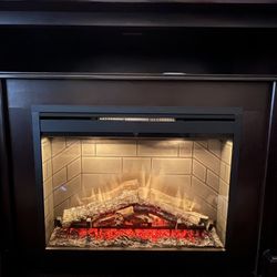 Tv Stand With Heater And stones With image Of Fire