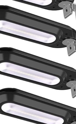 ROSHWEY Solar Gutter Lights Outdoor, Bright 18 LED Fence Lighting Waterproof Wall Lamps for Garden Garage Pathway (Pack of 4, Cool White Light)