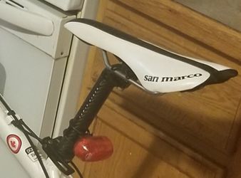 San Marco white/black leather racing bike seat