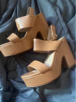 Tan platform heels