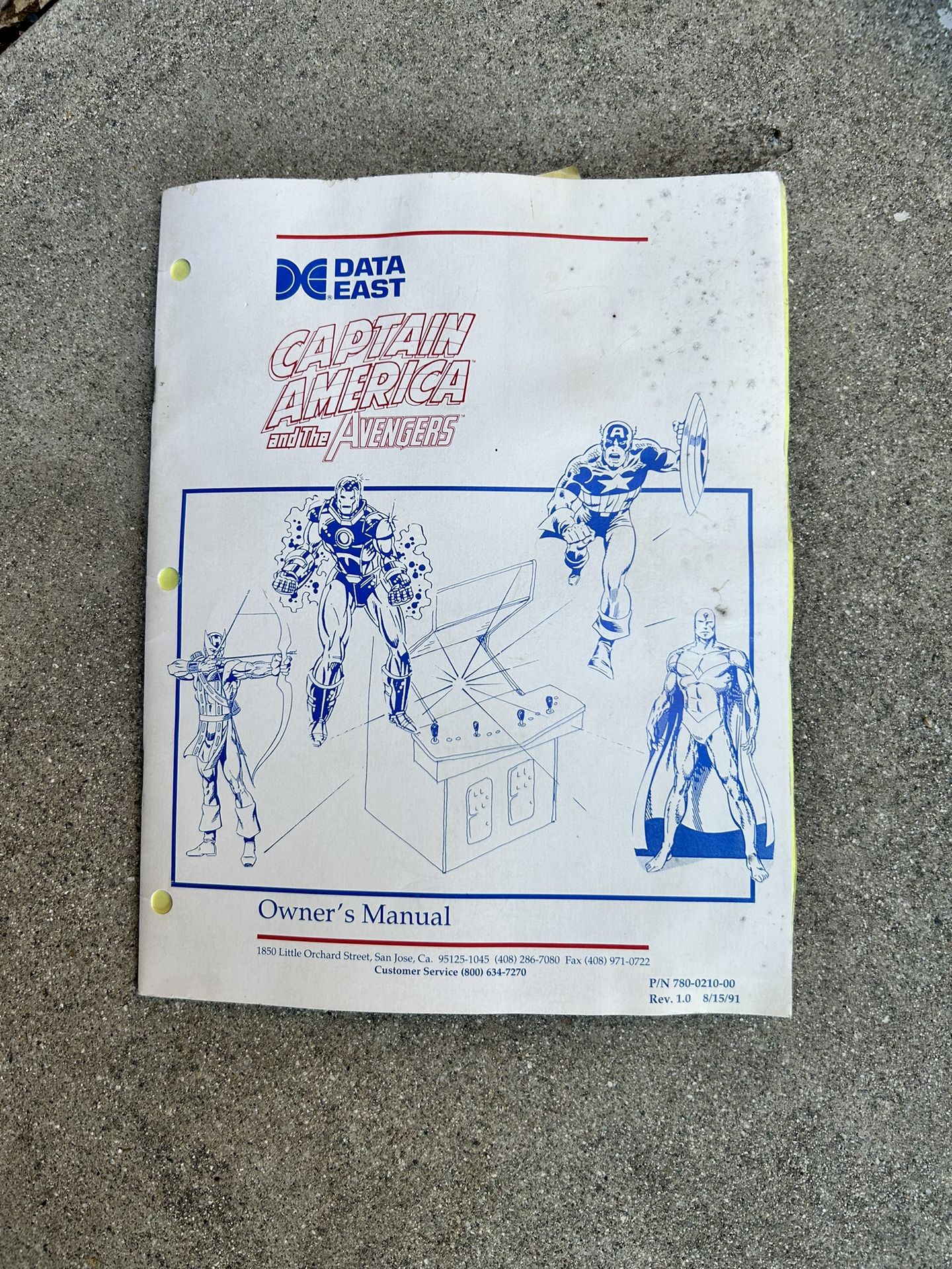 Captain America And The Avengers Arcade Game Manual