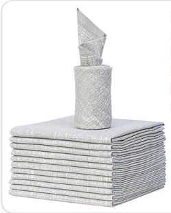 12 Pc Hotel Napkins 100% Cotton Napkins 20x20” Light Gray Color