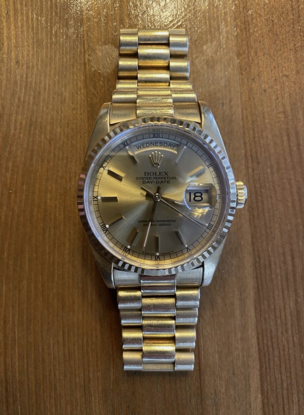Rolex DAY-DATE 36mm 18K Yellow Gold President Men's Gold Dial Watch Ref: 18238