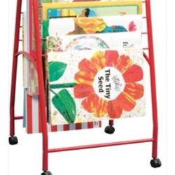 Childcraft-Red Metal Rolling Organizer, great for hanging Artwork, Drying Rack or Magazine/Books. 