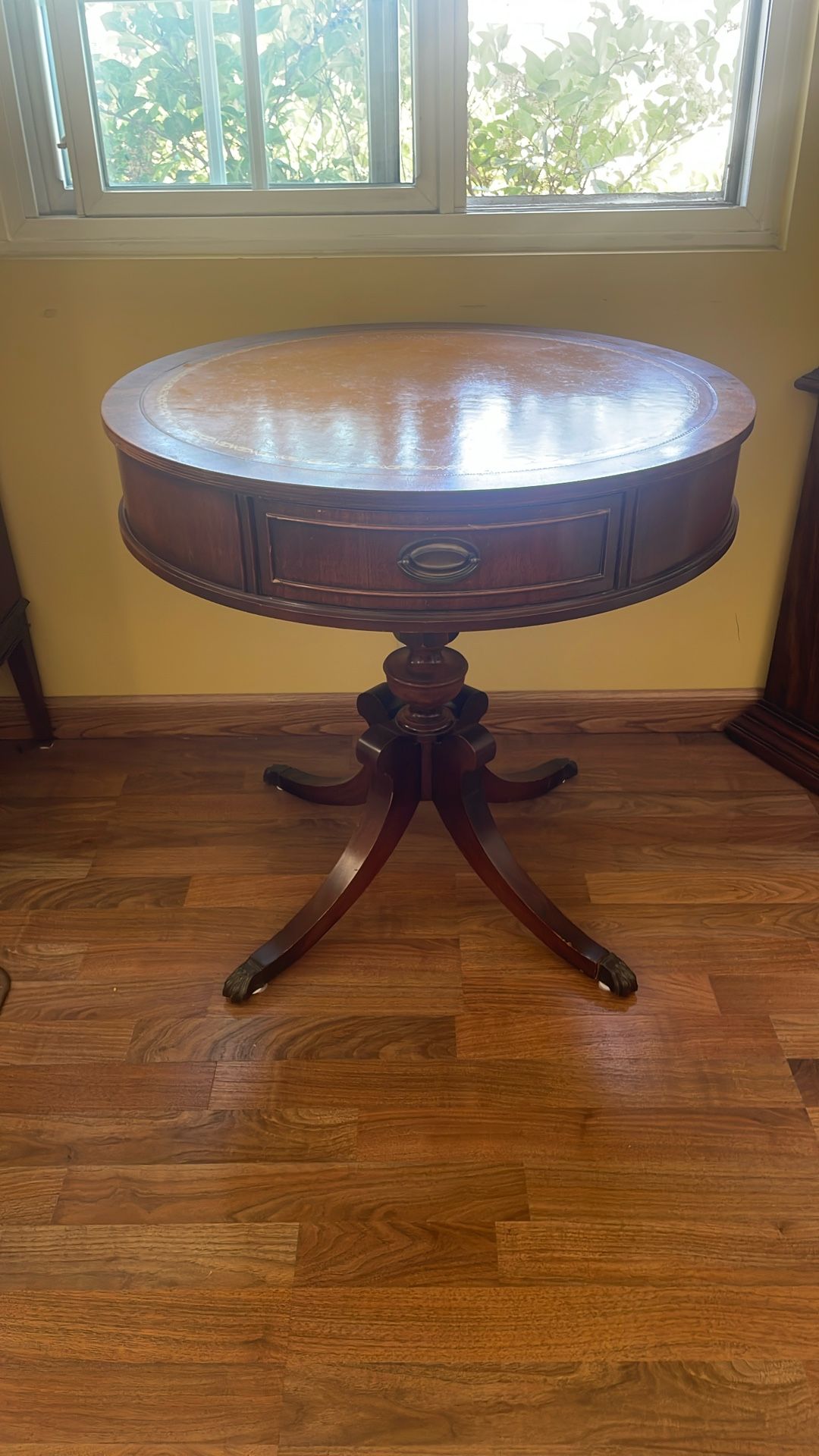 Antique Leather Top Table