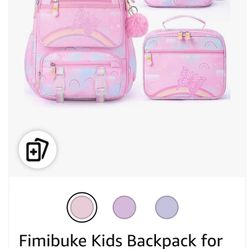 Kids Backpack for School Girls, 3PCS Rainbow & Butterflies Teen Girls Backpack