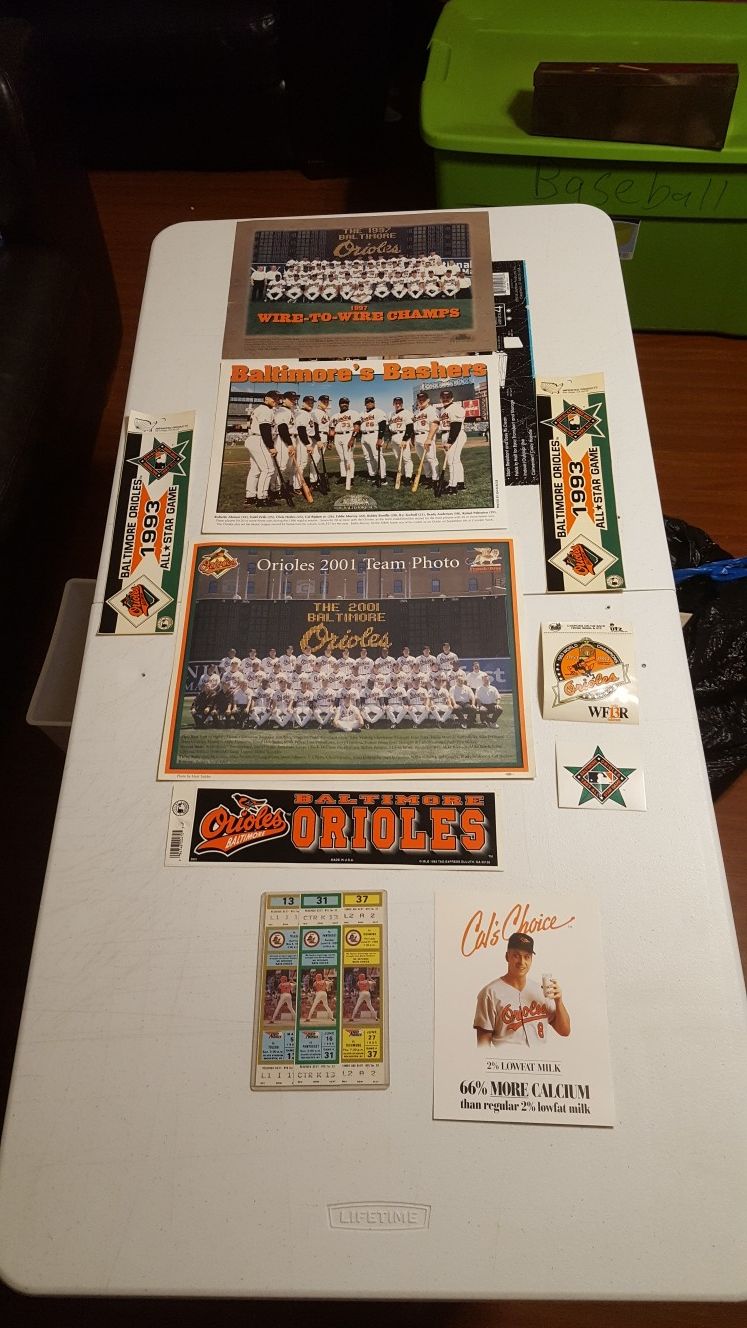 Cal ripken Baltimore oriols lot /rare tickets and milk promo card