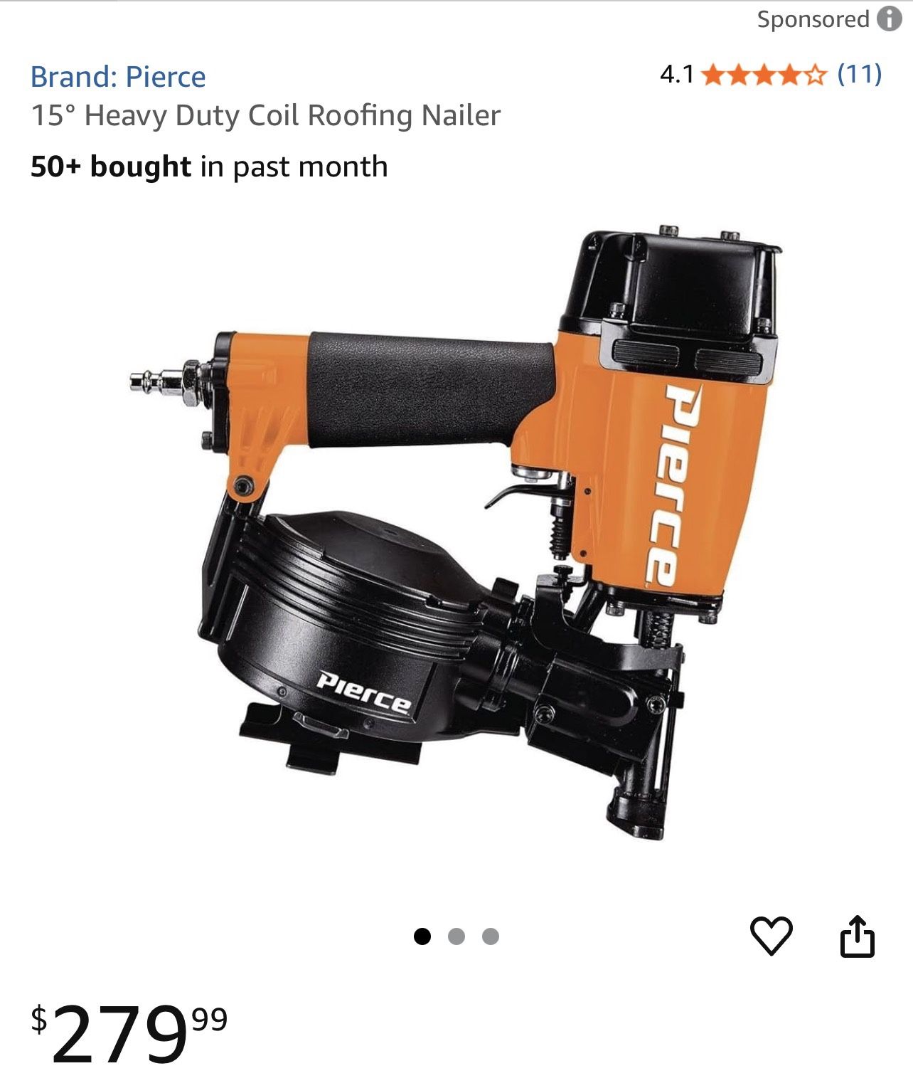15° Heavy Duty Coil Roofing Nailer