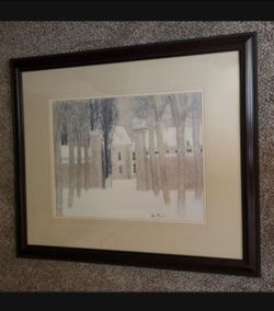 Vintage Andre Brasilier Signed Lithograph "Loupeigne Sous La Niege"