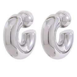 CHUNKY HOOPS SILVER EARRINGS 