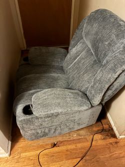 Gray Fabric power Recliner Chair with Cup Holders