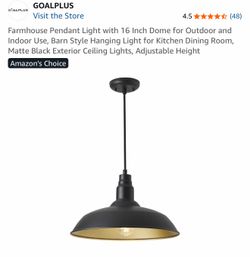 Farmhouse Pendant Light with 16 Inch Dome for Outdoor and Indoor Use,