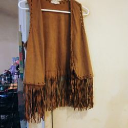 Fringe Vest Faux Suede Women's Small