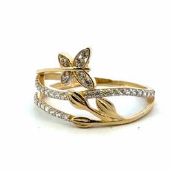 Woman’s Ladies 14k Yellow Gold CZ Cubic Zirconia Butterfly Ring Size 7 GP3135443