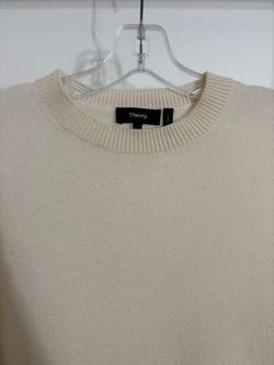 Theory Cashmere Cropped Short Sleeve Sweater Cream Women’s Size P