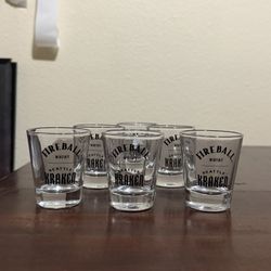 Lot of 6 Fireball Cinnamon Whisky NHL Seattle Kraken Shot Glasses Black Logo