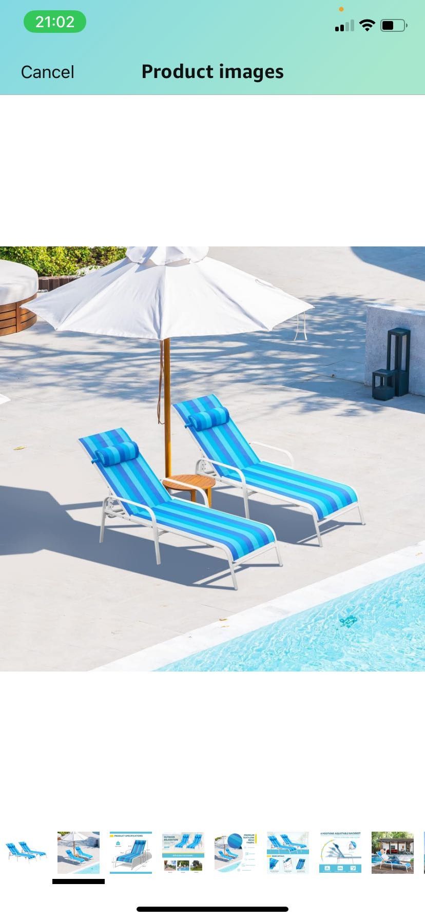 EROMMY Outdoor Chaise Lounge Chair Set of 2 with Adjustable Backrest, All-Weather Textiline Recliner Chairs with Steel Frame and Ergonomic Armrest, fo