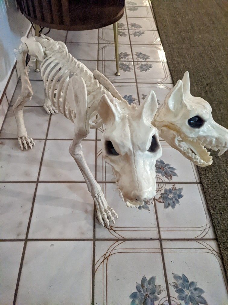 Halloween Decor Two Headed Skeleton Dog