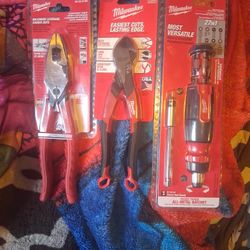 Milwaukee Lots Lineman's - Diagonal Pliers - Ratcheting Multi-Bit Driver 27 In 1 