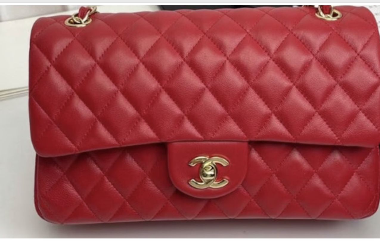 Chanel Double Flap Classic Handbag in Deep Red