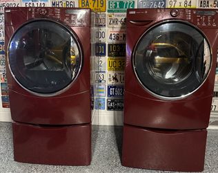 Kenmore Front-Load Washer and Dryer Set with Pedestals