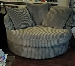 Ashley's Grey Corduroy 360 Swivel Chair