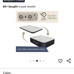 King Koil Luxury Queen Size Air Mattress with Built-in High-Speed Pump, 20" Adjustable Double High Premium Pillow Top Inflatable Airbed for Guests, Ca