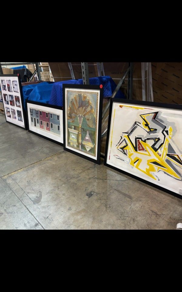 (#2) Large Art Work (1-4) .... 4 Framed Wall Pieces