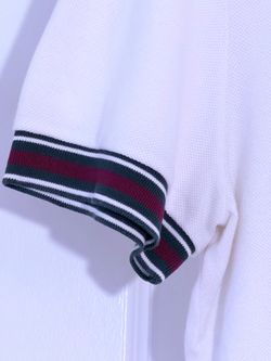 Gucci Men’s White Polo Shirt White Short Sleeve Logo Collard Trim Green/Red Size M (48)