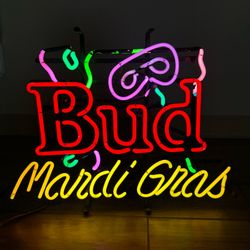 Neon Bud Mardi Gras Sign