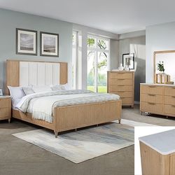 Brand New Elegant Natural Wood Finish Bedroom Set 