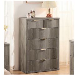 Amazon Fluted 6-drawer Dressers With Gold Metal Handle