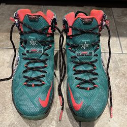 Nike LeBron James 12 Xmas Akron Birch Men's Sz 11.5 Christmas Green 707558-363
