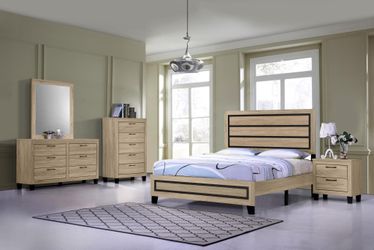 5PC Light Oak Queen Bedroom Set •BRAND NEW•